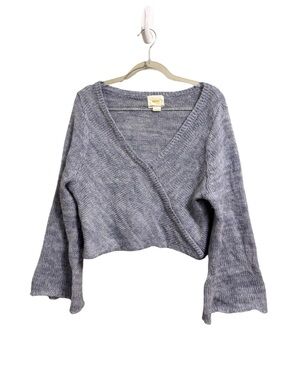 Anthropologie Sz LG Bell Sleeves Deep V Sweater